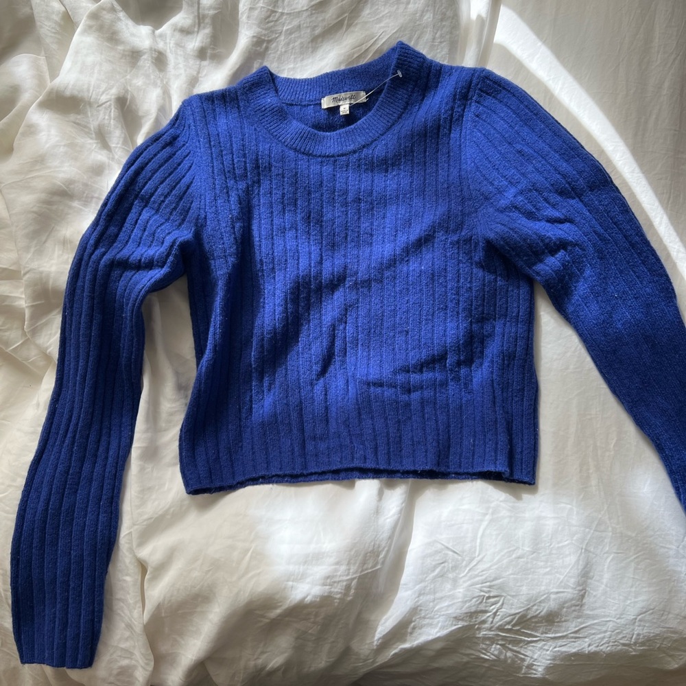 Madewell Cropped Sweater - Cobalt Blue